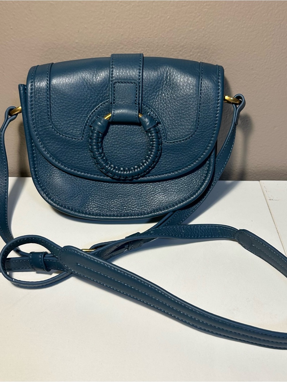 Hobo Kiva Crossbody Bag Blue Leather small boho